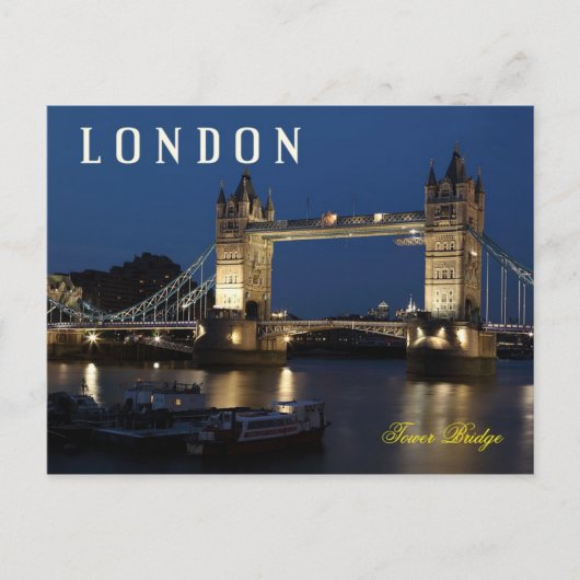 Tower Bridge, London, England nachts Postkarte (Vorderseite)