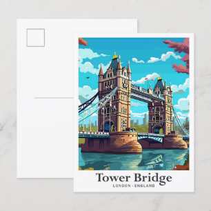 Tower Bridge London England Reise Illustration Postkarte