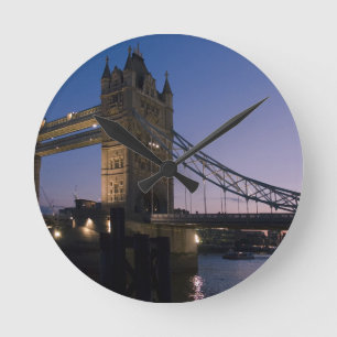 Tower Bridge London England Water Night City Runde Wanduhr