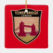 Tower Bridge London Travel Art Vintag Keramikornament (Rückseite)