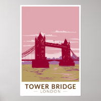 Tower Bridge London Travel Art Vintag