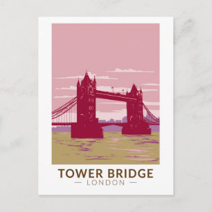 Tower Bridge London Travel Art Vintag Postkarte
