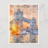 Tower Bridge London Vintage Reise Aquarell Postkarte (Vorderseite)
