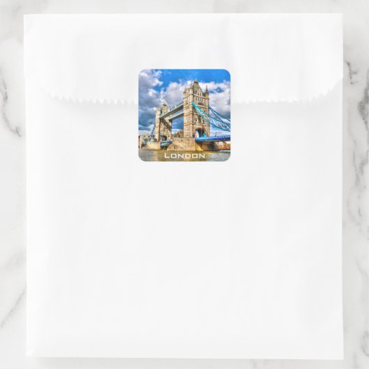 Tower Bridge Quadratischer Aufkleber (Tasche)