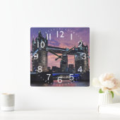 Tower Bridge (UK) Sunset Quadratische Wanduhr (Zuhause)