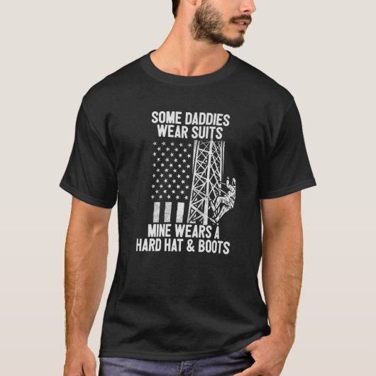 Tower Climber Daughter Son American Flag Fathers D T-Shirt (Vorderseite)