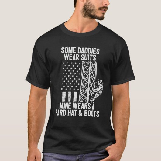 Tower Climber Daughter Son American Flag Fathers D T-Shirt (Vorderseite)