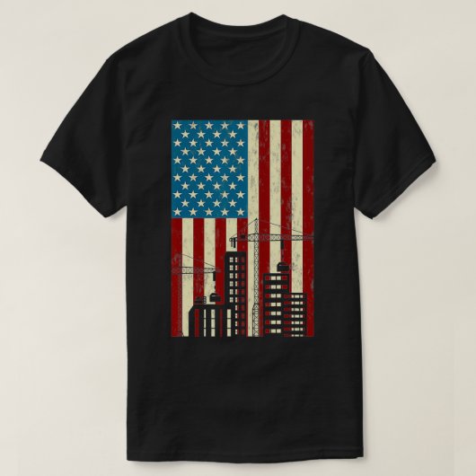 Tower Cranes Operator Patriotic Lifting Hook Ameri T-Shirt (Design vorne)