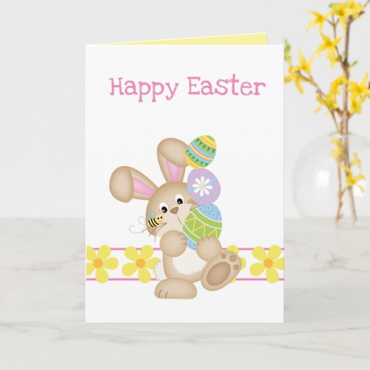 Tower of Colored Oaster Eggs Grußkarte Karte (Gelbe Blume)