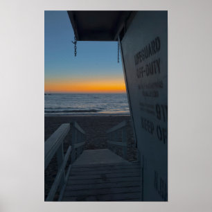 Tower of Lifeguard at Sunset - Venice Beach, CA Poster