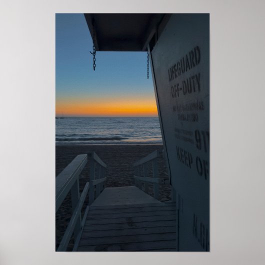 Tower of Lifeguard at Sunset - Venice Beach, CA Poster (Vorne)