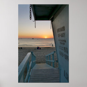 Tower of Lifeguard at Sunset - Venice Beach, CA Poster