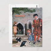 "Tower of London Ravens" Vintage Illustration Postkarte (Vorne/Hinten)