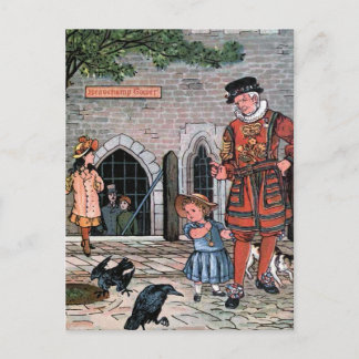 "Tower of London Ravens" Vintage Illustration Postkarte