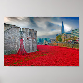 Tower of London Red Poppies England Poster