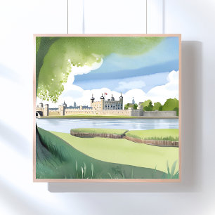 Tower of London   UK Aquarell-Landschaft Poster