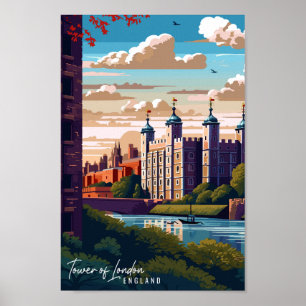 Tower of London Vintage Reise Illustration Poster