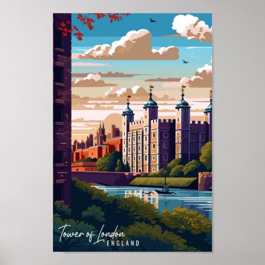 Tower of London Vintage Reise Illustration Poster (Vorne)