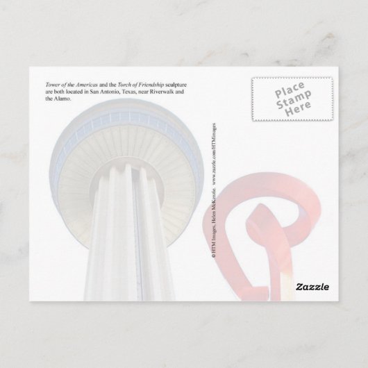 Tower of the Americas & Torch of Friendship, TX Postkarte (Rückseite)
