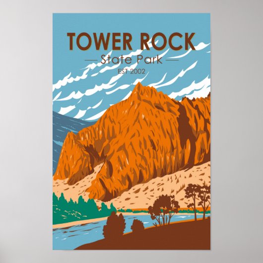Tower Rock Staat Park Montana Vintag Poster (Vorne)