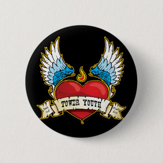 Tower Youth Tattoo Heart Button