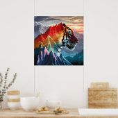 Towering Mountain Silhouette Tiger Sunset Poster (Küche)