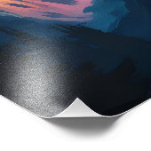 Towering Mountain Silhouette Wolf Sunset Fotodruck (Ecke)