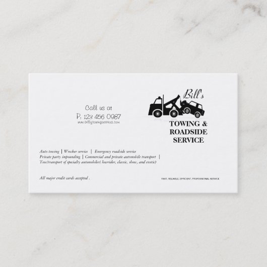 Towing Roadside Wrecker Service Business Card Visitenkarte (Vorderseite)
