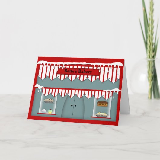 Town Bakery Individuelle Name Weihnachtskarte Feiertagskarte (Vorderseite)