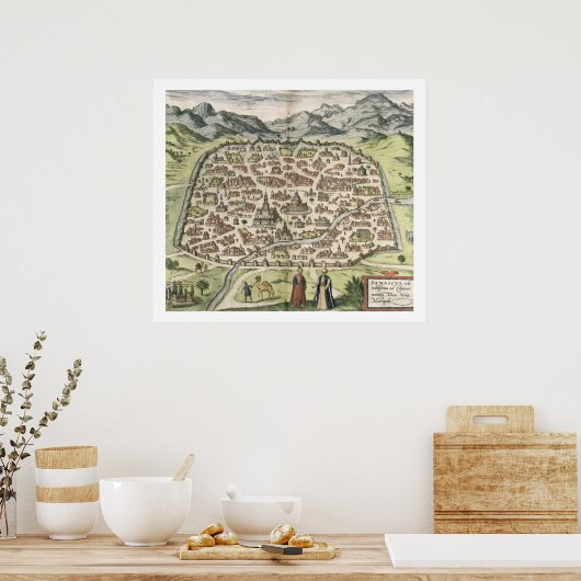 Town map of Damascus, Syria, 1620 (engraving) Poster (Küche)