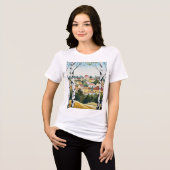 Town on a hill seen through birch trees Tri-Blend shirt (Vorderseite voll)