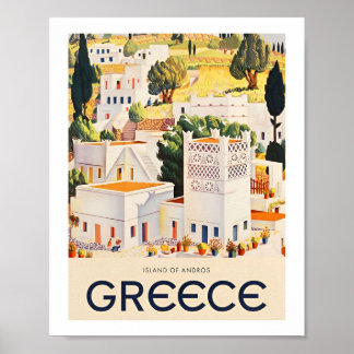 Town Vintag Greece Travel Posters Poster