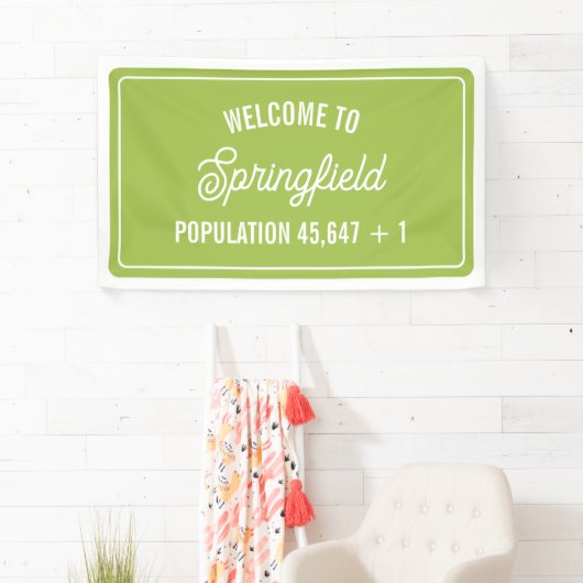 Town Welcome Sign Baby Dusche Banner (Insitu)
