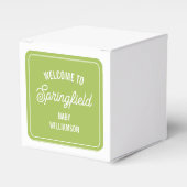Town Welcome Sign Green Baby Dusche Geschenkschachtel (Vorderseite)