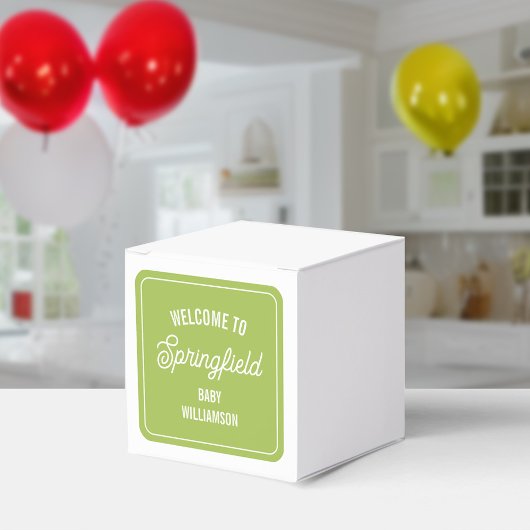 Town Welcome Sign Green Baby Dusche Geschenkschachtel