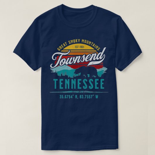 Townsend Tennessee Retro Große, rauchige Gebirgsbe T-Shirt (Design vorne)