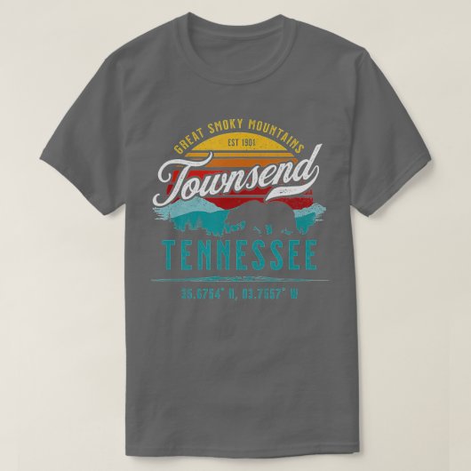 Townsend Tennessee Retro Große, rauchige Gebirgsbe T-Shirt (Design vorne)