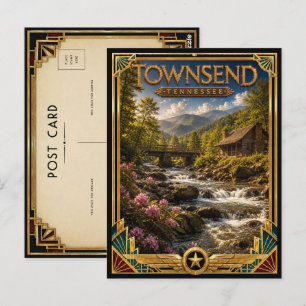 Townsend Tennessee Vintage Art Deco Goldenes Zeita Postkarte
