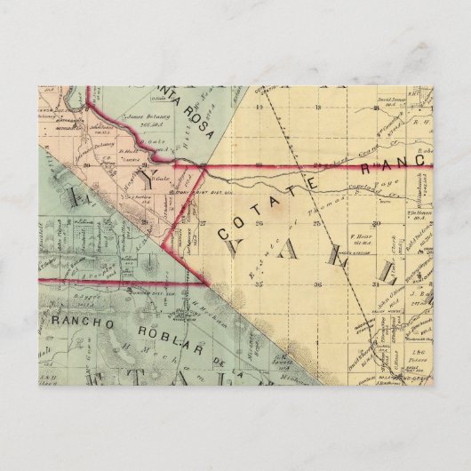 Townships Analy, Santa Rosa, Vallejo und Petaluma Postkarte (Vorderseite)