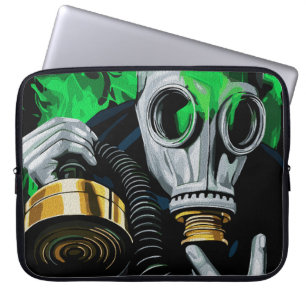 Toxische Gasmaske: Neonflammen Laptopschutzhülle
