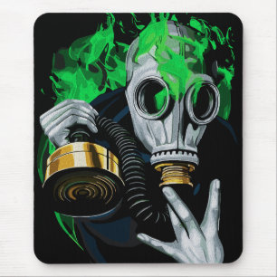 Toxische Gasmaske: Neonflammen Mousepad