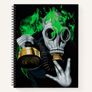 Toxische Gasmaske: Neonflammen Notizblock