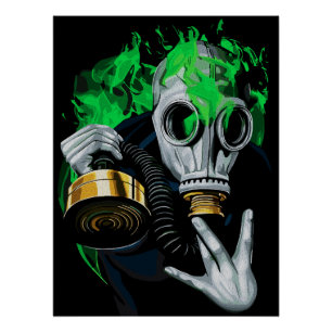Toxische Gasmaske: Neonflammen Poster
