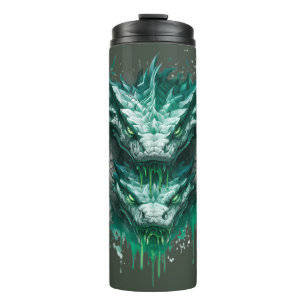 Toxische grüne Schlange Wasserfarbspritzer Thermal Thermosbecher