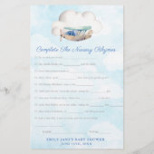 Toy Airplane Nursery Rhymes Baby Shower Game Card Flyer (Hinten)