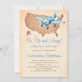 Toy Airplane Vintage Reiseplan Kinderdusche Einladung (Vorderseite)