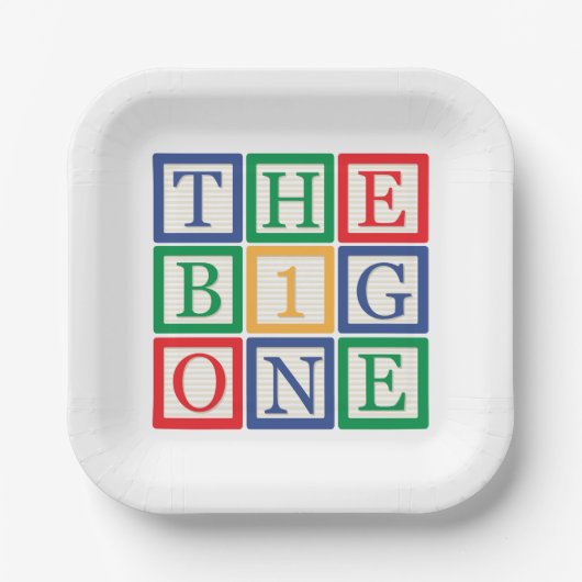 Toy Block Big One Birthday Pappteller (Vorderseite)