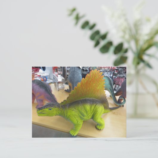 Toy Dinosaur Postkarte (Stehend Vorderseite)