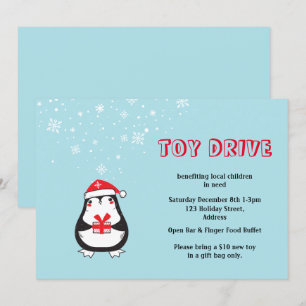 Toy Drive Niedlich Santa Penguin Einladung