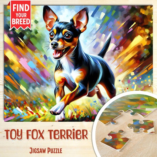 Toy Fox Terrier Dog Portrait Akryllische Art Print Puzzle